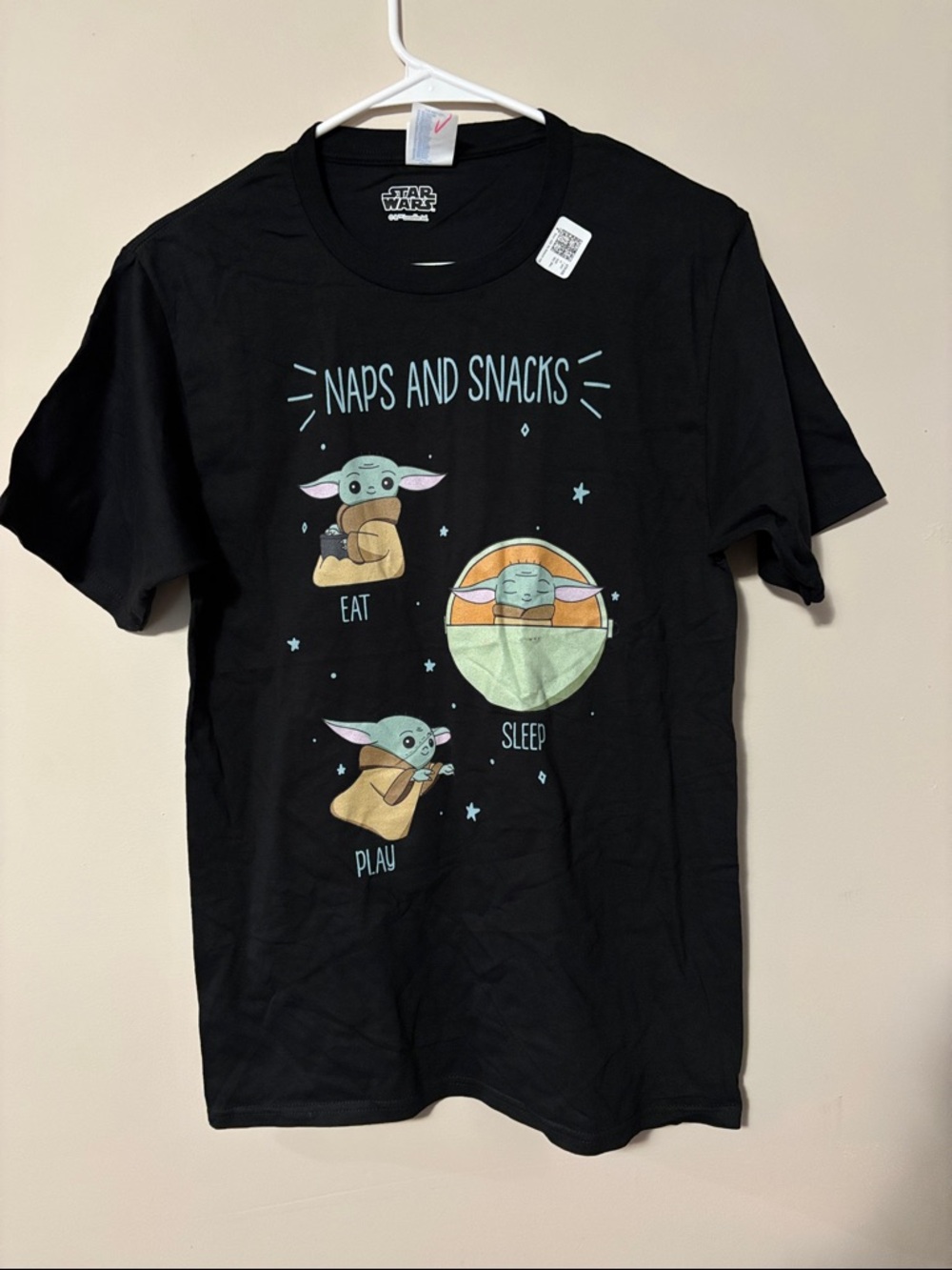 Star Wars Kids Grogu 'Naps and Snacks' Graphic Tee - Black & Green